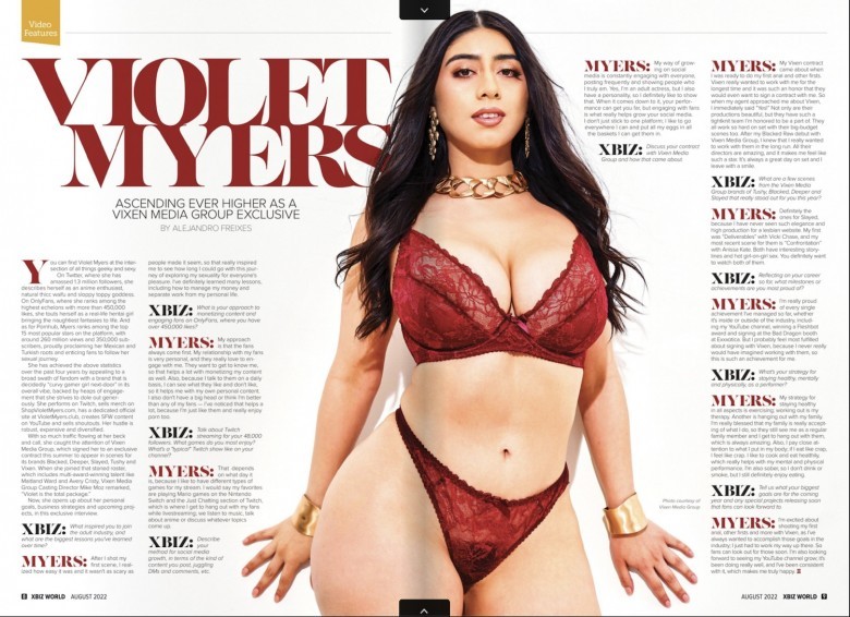 Porn Agast Gorop - Violet Myers Profiled in August Issue of XBIZ World | Candy.porn